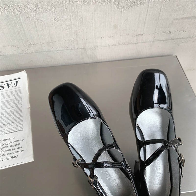Mary Jane – talons hauts épais à Double sangle pour femmes, simples, à tête carrée, petits rouges, saison printemps et automne 2024_voghion.com