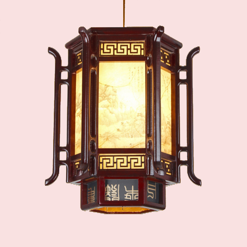 Chino antiguo lámpara linterna de madera maciza clásica Palacio aleros corredor balcón Casa Té restaurante lámparas decorativas al aire libre