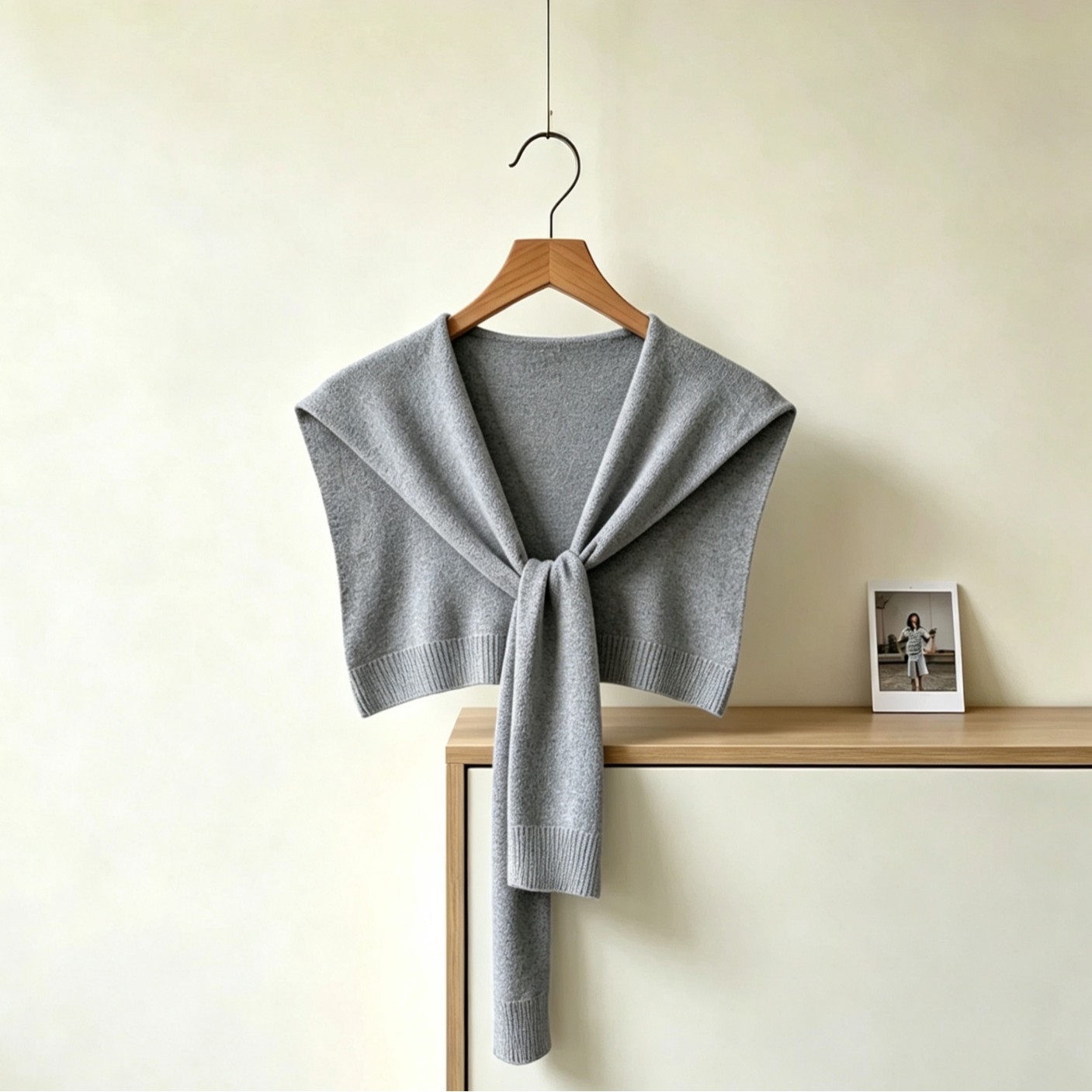 Solid color round-neck new versatile knitted shawl for layering over shirts, faux collar, striped cape, fairy style