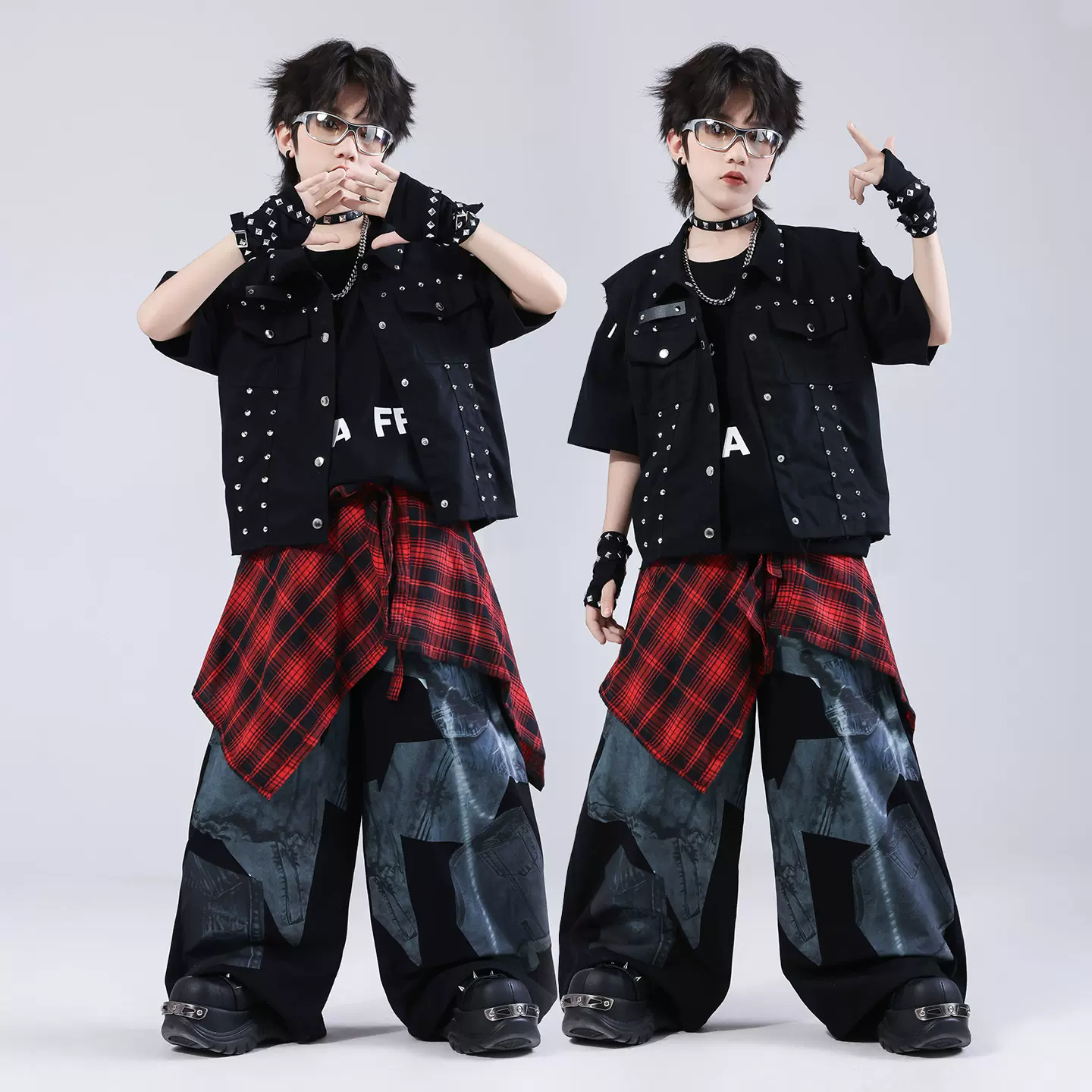 街舞儿童潮服hiphop童装少儿服装男童架子鼓演出服嘻哈风潮牌套装
