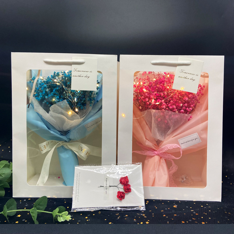 永生花滿天星幹花花束生日禮物送男女朋友母親節送媽媽畢業禮盒