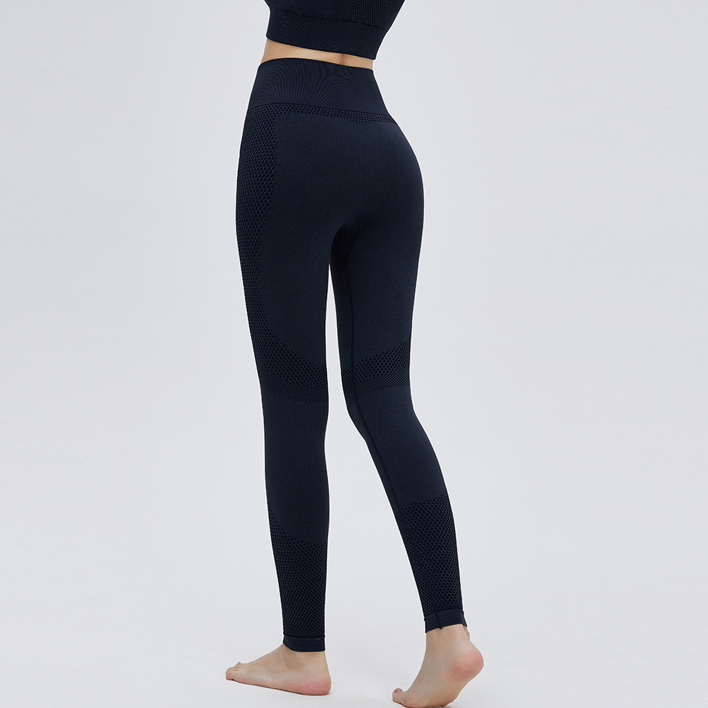Transfronterizo sin costuras europeos y americanos nuevos pantalones de yoga cintura alta vientre contracción fitness pantalones jacquard textura apretado fitness deportes pantalones para mujeres