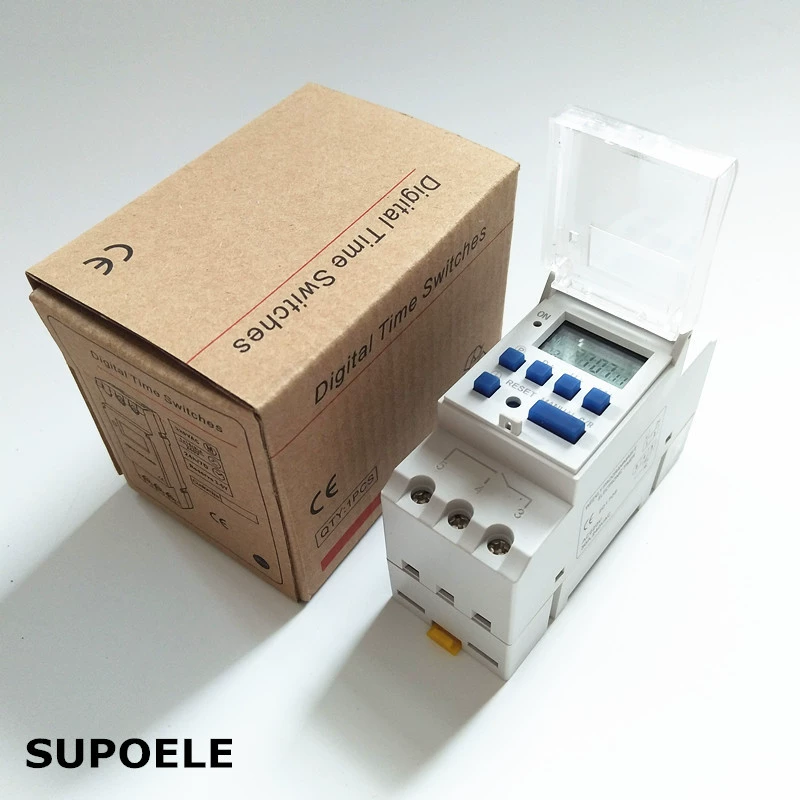 THC15A таймер переключатель таймера микрокомпьютер переключатель времени 220 В 16A Прозрачная крышка рельсового типа контроль времени