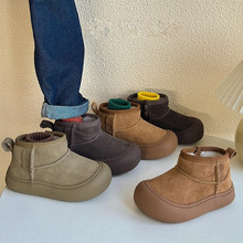 韩版儿童真皮雪地靴男童侧拉链加绒短靴冬季加厚防踢女童保暖棉靴