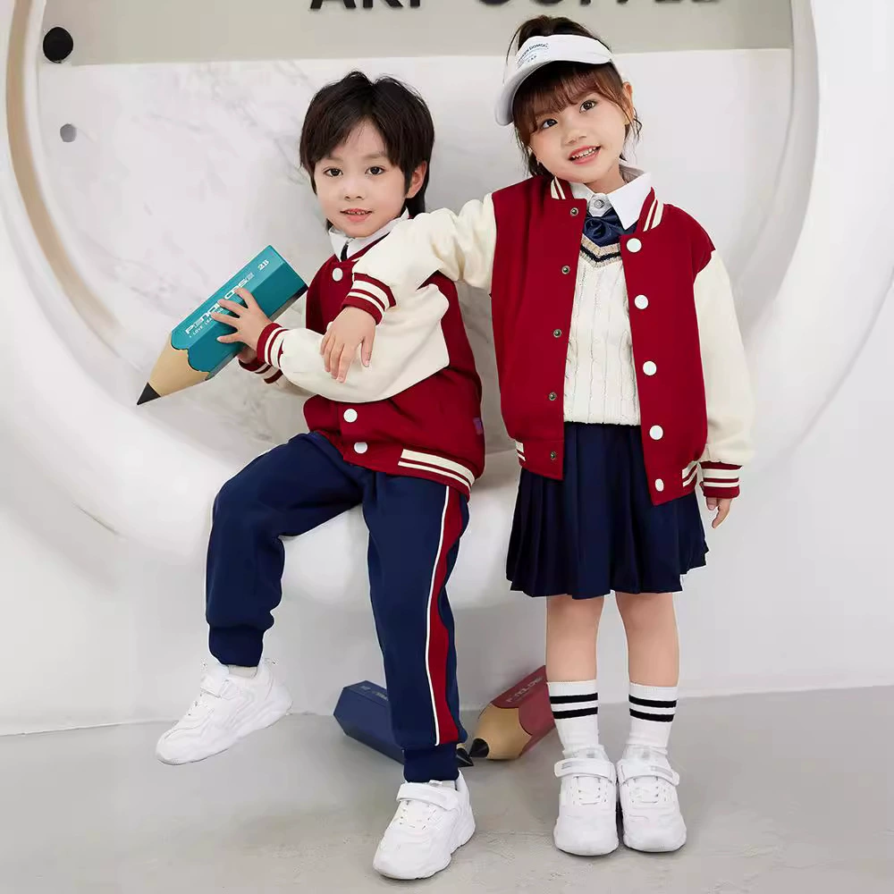 Одежда для детского сада и сада Классная одежда в британском стиле весенне-осенняя одежда бейсбольная форма из трех частей спортивный костюм ученик начальной школы школьная форма осень и зима