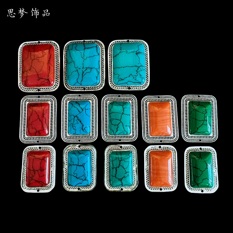 Прямоугольный тибетский серебряный Ретро DIY ювелирные аксессуары древний костюм монгольская тибетская инкрустация большие аксессуары одежда шляпа