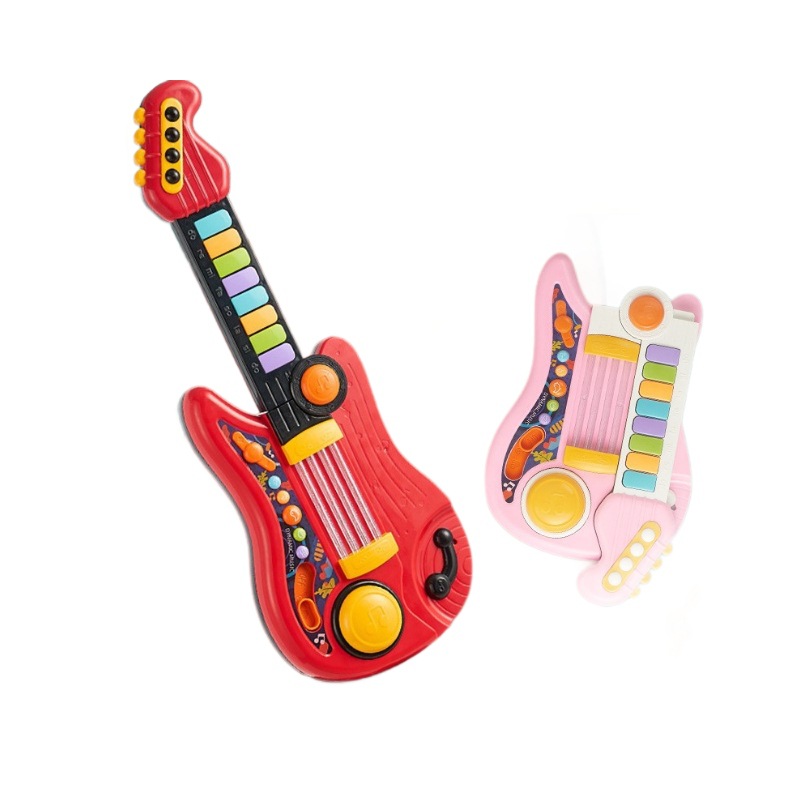 Guitarra para niños órgano electrónico juguete bebé iluminación portátil plegable pequeña guitarra simulación instrumento musical ukulele regalo