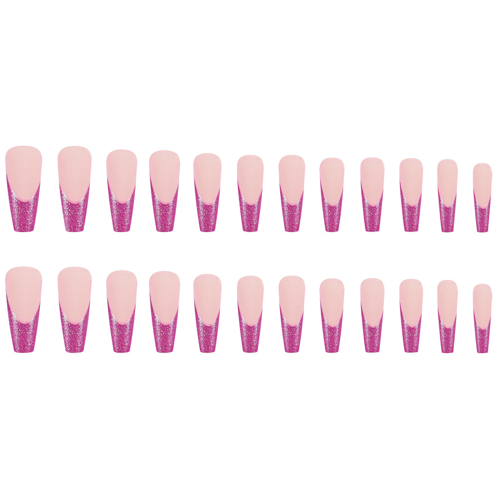 Uñas postizas largas estilo francés, modernas y transfronterizas, con efecto iluminador, estilo Instagram, puntas de uñas estilo chica picante, 24 piezas de uñas postizas mixtas.