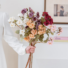 批髮長枝烤邊4杈薔薇花仿真家居客廳裝飾花假花仿真花擺件花束