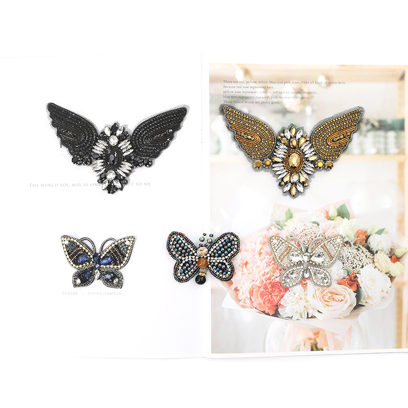 新款动物粘胶系列补丁 黑白蝴蝶大翅膀 包包服装辅料装饰