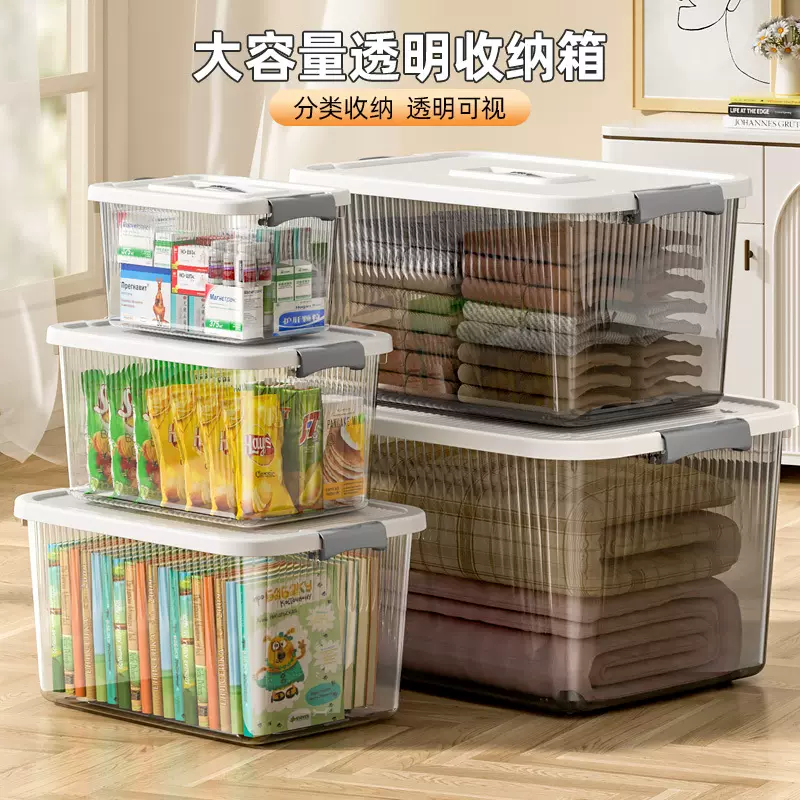 包邮加厚透明收纳箱整理箱子居家日用杂物衣服储物箱大容量收纳盒