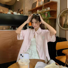 クロスボーダーシャツストライプ日焼け止めシャツレディース夏薄手通勤フレンチトップジャケット韓国婦人服高立体パターン