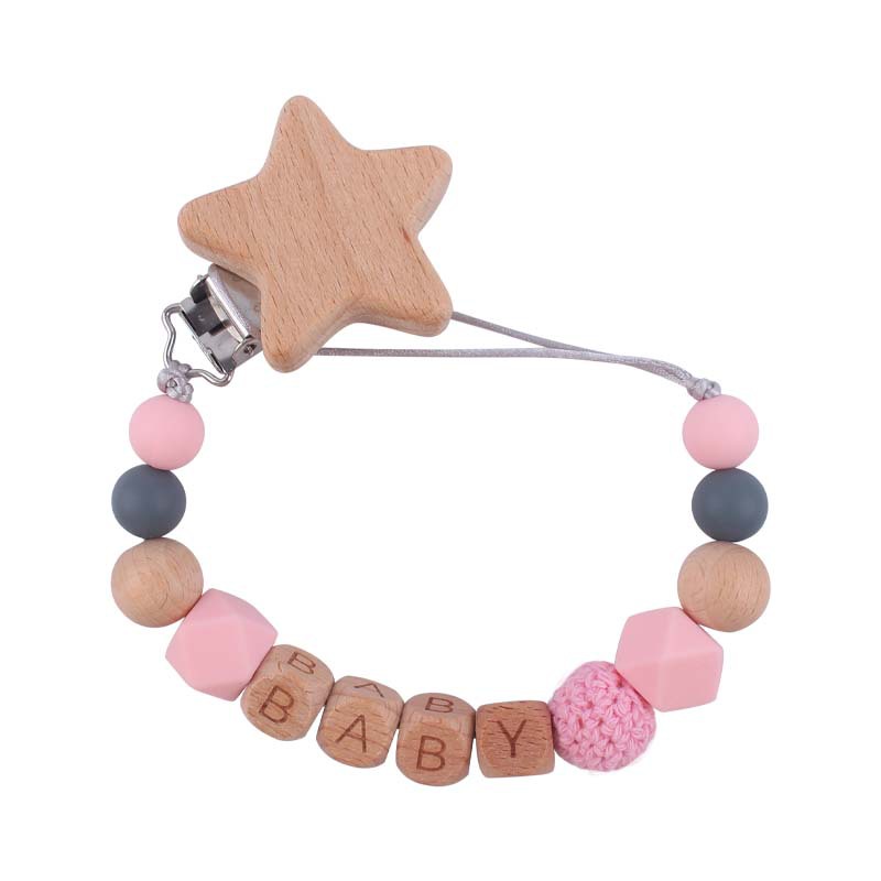 Nuevo bebé suministros de dibujos animados animal haya chupete clip calmante bebé DIY nombre chupete de silicona anti-gota cadena