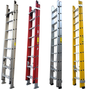 Foreign Trade Custom-Made Adjustable Ladder Fiberglass Extension Ladder Power Insulation Aluminum Alloy Pull Rope Ladder Storage Climbing