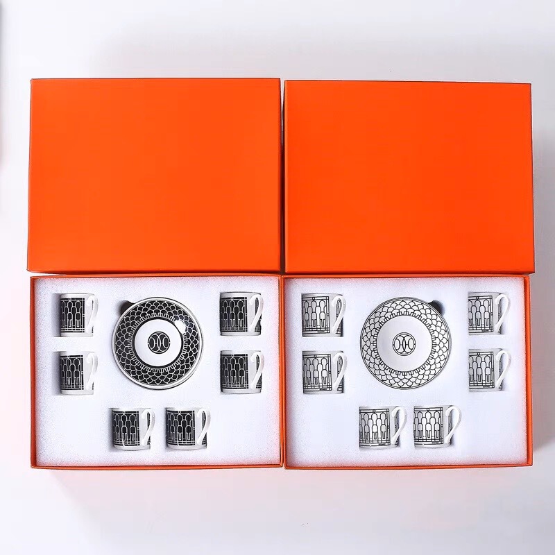 Cross-Border Coffee Cup Set 6 Cups 6 Saucers Household Ceramic Cup Afternoon Tea Coffee Cup Gift Box Manufacturer Wholesale