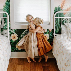 ！歐美女孩麻棉背心裙夏季度假風兒童荷葉邊長裙寶寶沙灘裙