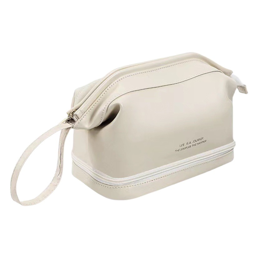 Pu Double-Layer Cloud Makeup Bag, Large-Capacity Multifunctional Cosmetic and Toiletries Storage Bag, Makeup Brush