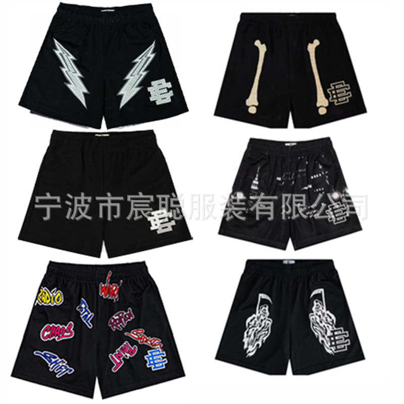 Foreign Trade Ee Shorts Eric Emanuel Mesh Shorts for Men and Women Quick-Drying Four-Quarter Length Sports Running Basketball Shorts