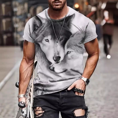 2024 Cross-Border International Trade Summer New Nature Scenery Digital Printing Men's T-Shirt Fresh and Fashionable Short Sleeve One Piece