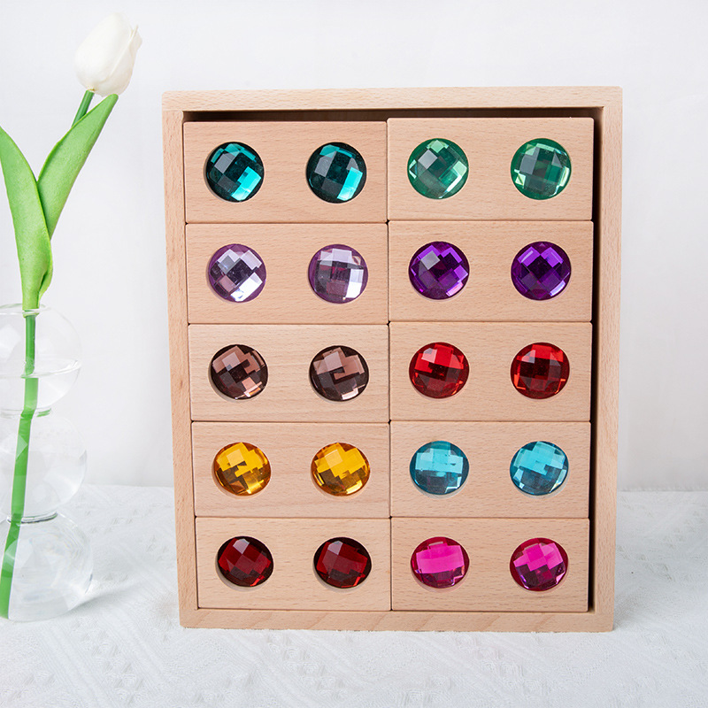 Bloques de construcción de GEMA de madera para niños bloques de construcción transparentes de acrílico que ensamblan Juguetes Educativos de Educación Temprana de construcción creativa para bebés