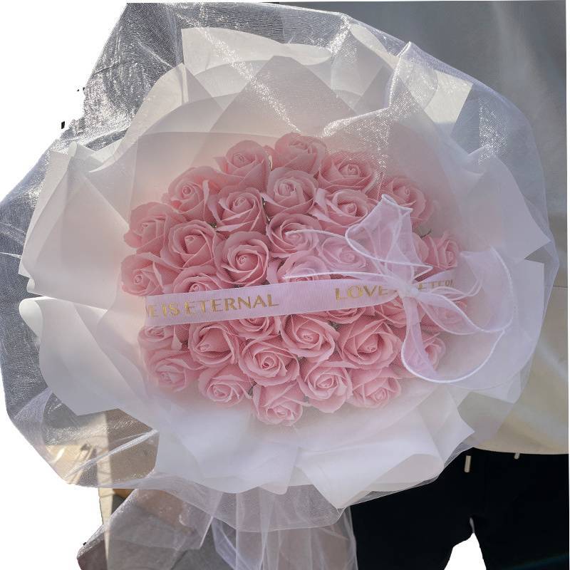 【멍가든】핑크 스노우 마운틴 장미 33송이 꽃다발