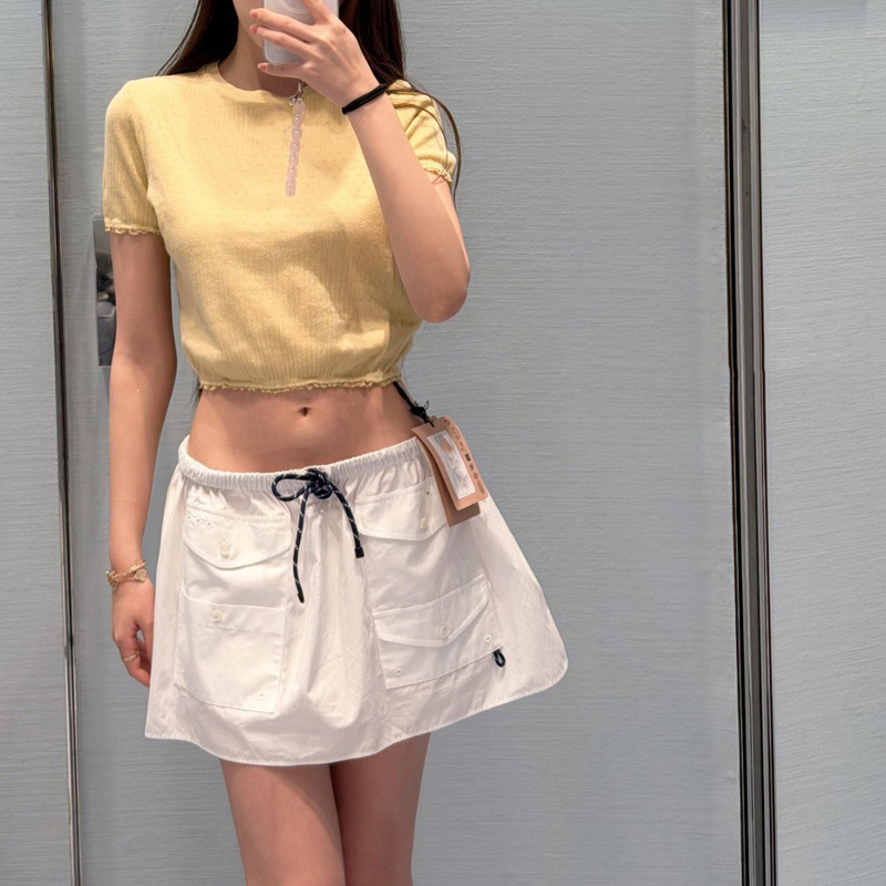 2026 Summer New Style Loose Lace Raindrop Hollow Breathable Short High-Waisted Knitted Round Neck Short-Sleeved T-Shirt Top 2026 Summer New Style Loose Lace Raindrop Hollow Breathable Short High-Waisted Knitted Round Neck Short-Sleeved T-Shirt Top