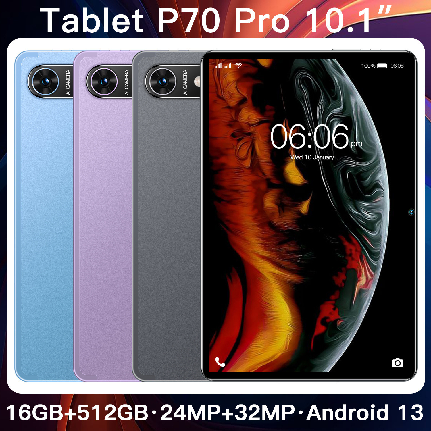 Cross-Border New 10inch Tablet P70 Android Ten-Core Wifi Bluetooth 4g Call Source Wholesale Factory Price