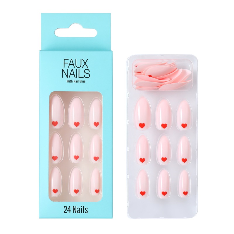 2022 Export Adult Fake Nails 24 Pieces New Heart Valentine's Day Fake Nails Nail Patches