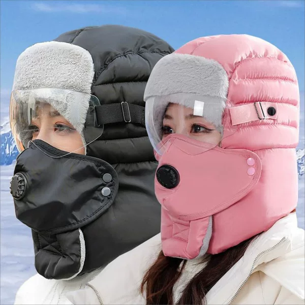 Winter Outdoor Men's and Women's Windproof Ear Protection Face Protection Lei Feng Cap Winter Goggles Thickened Cold-proof Hat Warm Cotton Cap