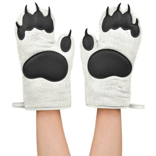 Oven Silicone Anti-Scalding Gloves Kitchen Microwave Baking Thickened High Temperature Resistant Insulation Gloves