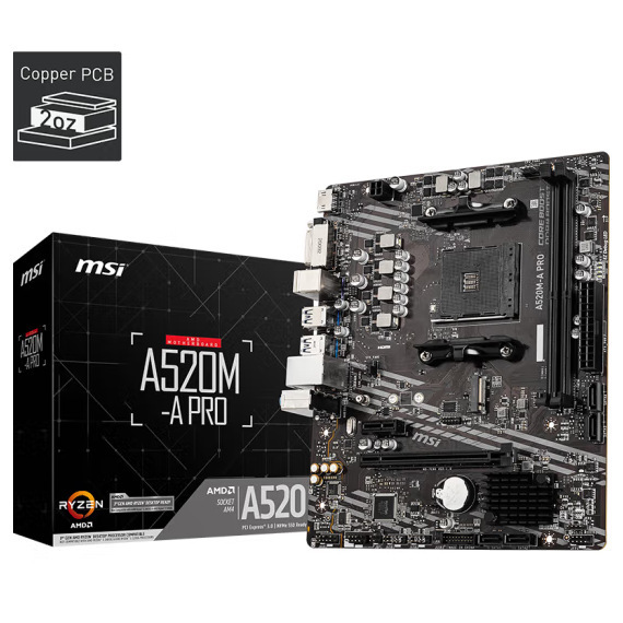 Msi A520M-A Pro Ddr4 Computer Motherboard Is Compatible with Cpu5600/5600G/5700G Amd4 Interface