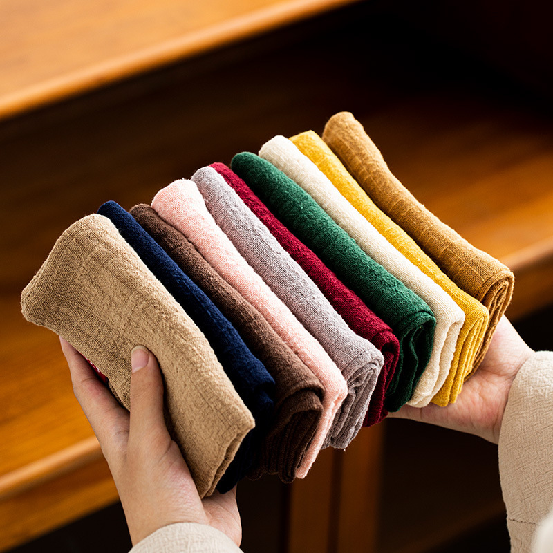 High-grade Japanese Cotton Linen Absorbent Thickened Tea Towel Zen Tea Tablecloth Rag Simple Solid Color Tea Mat Large Pot Towel