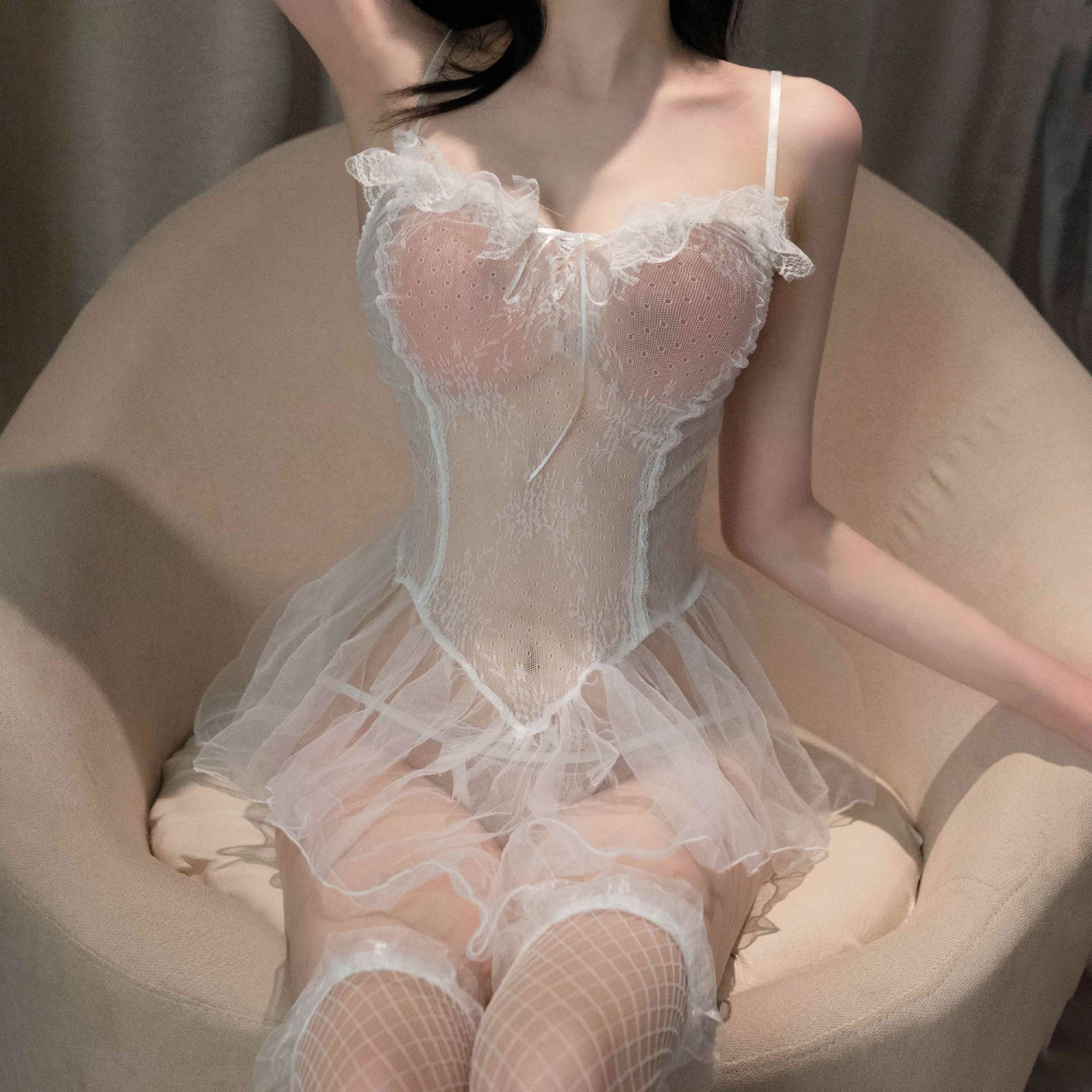 흰색 거즈 스커트 [속옷 포함, 가슴 패드 제외]