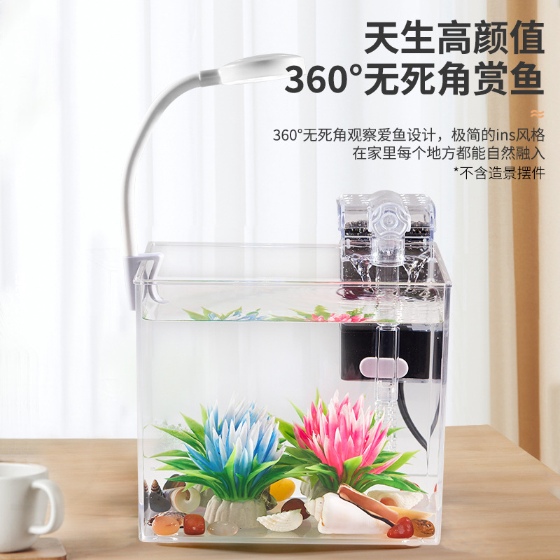 Pecera Plástica Transparente para Escritorio Tanque Ecológico para Peces Betta