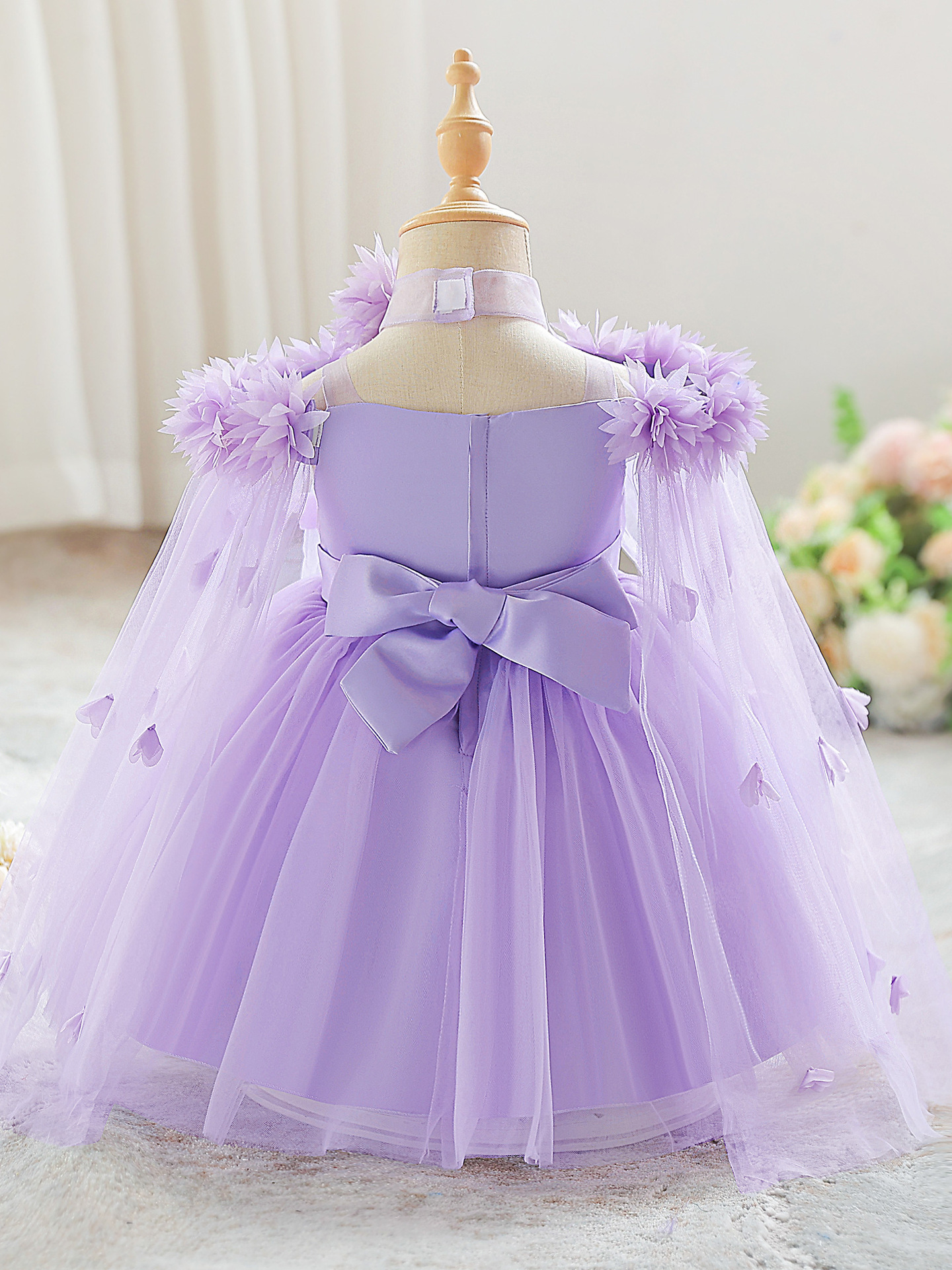 Comercio exterior nuevo vestido de niña vestido de niña de las flores de la boda vestido de princesa vestido de falda larga de malla de calcomanía vestido de cumpleaños