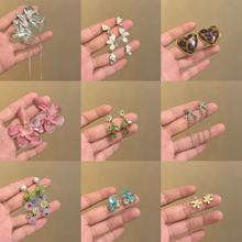 法式长款百搭精致吊坠耳环新款撞色设计轻奢通勤高级感无耳洞耳饰