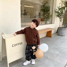 新款宝宝针织开衫春秋男女毛线上衣韩版儿童刺绣小马毛衣外套洋气