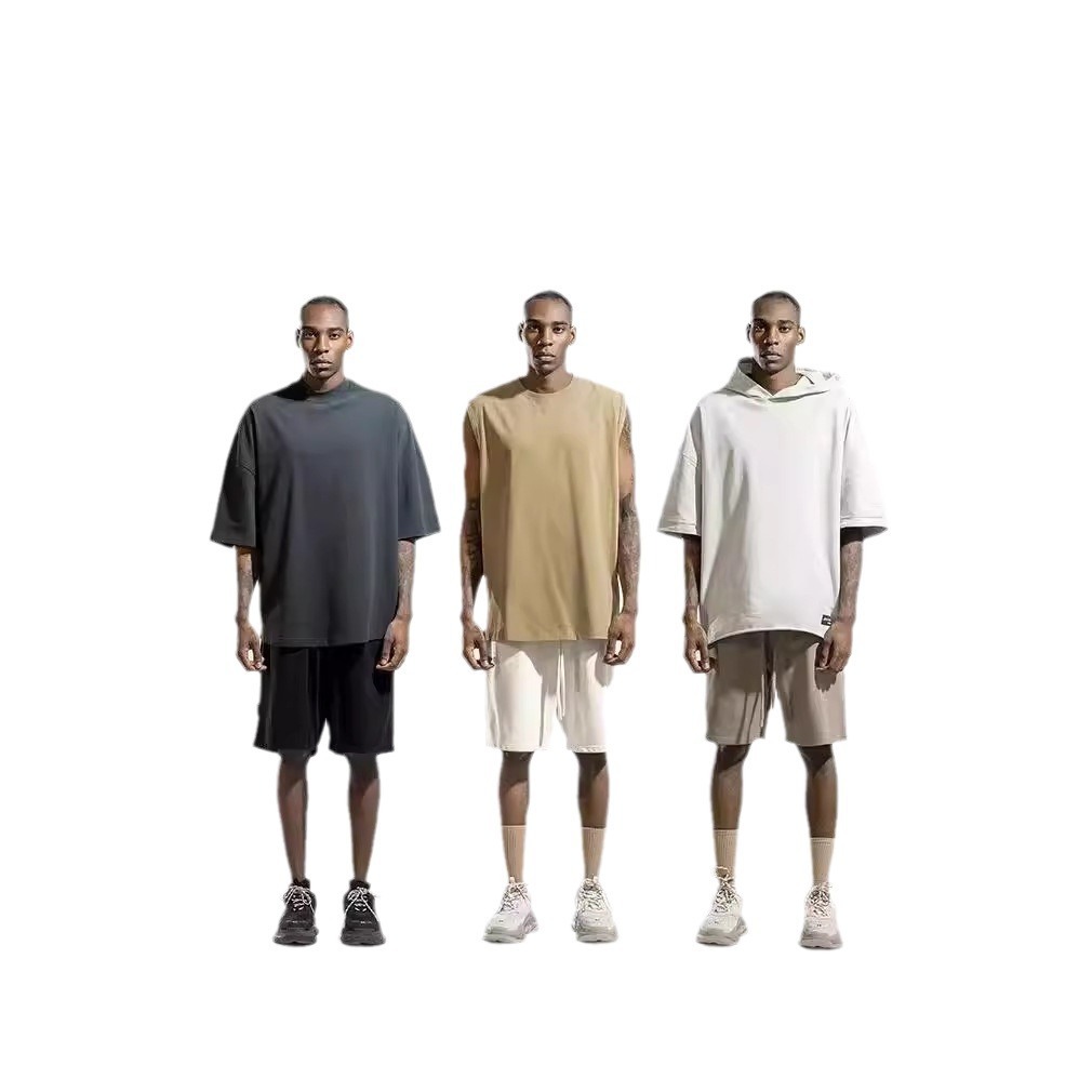 Pantalones cortos casuales de verano para hombres, marca de moda ins, color sólido, contraste simple, pantalones de chándal de cinco puntos rectos sueltos casuales