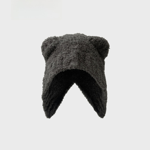 Korean ins cute teddy bear ears woolen hat autumn and winter ear protection large head circumference warm knitted hat cold hat
