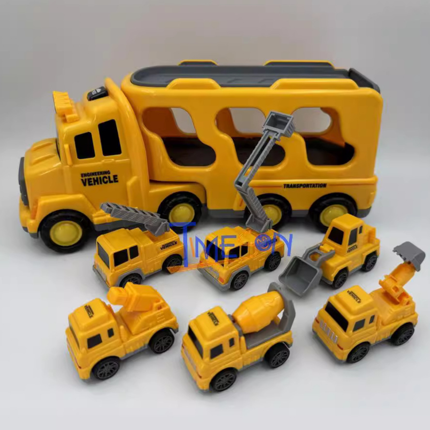 外贸跨境大号双层收纳汽车音乐灯光滑行工程车惯性车男孩儿童玩具