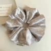 22# silver gray polka dot satin large intestine hair tie about 16cm