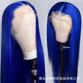女士假发欧美外贸升级款手织前蕾丝随意分黑色长直发逼真假发头套