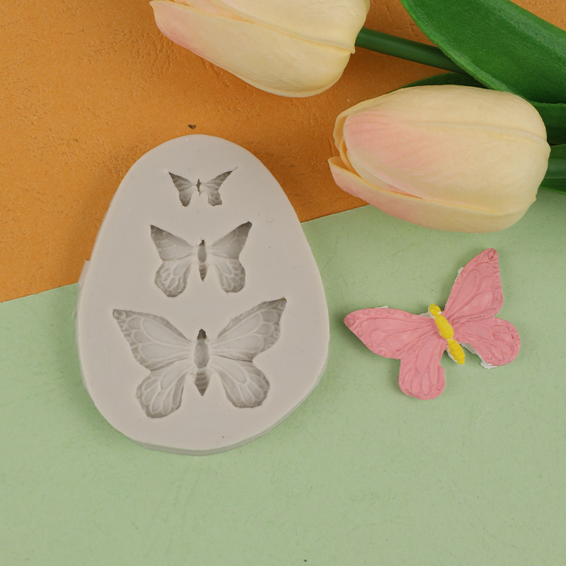 Wholesale 3 Size Butterfly Flip Cake Mold Silicone Chocolate Mold Sugar Art Embossing Mold Clay Mold