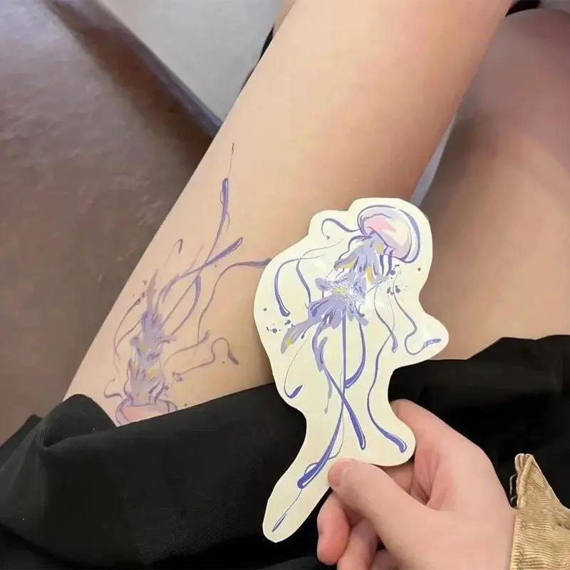 Cartoon Jellyfish Temporary Tattoo for Woman Thigh Temporary Tattoo