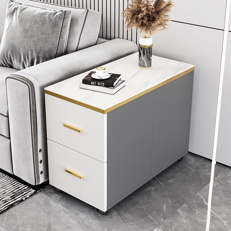 Gabinete lateral de sofá de sala de estar, pequeño tablero de té lateral de lujo, armario de almacenamiento multifuncional de mesa