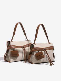 Small design shoulder bag, capacious shopping bag, one-shoulder bag, cotton and linen
