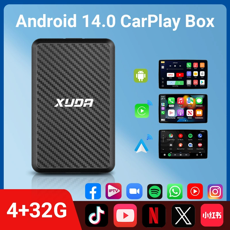 Android 14 проводной в беспроводной Carplay Коробка Bluetooth Подключение Android Auto Автомашина навигация видео воспроизведение