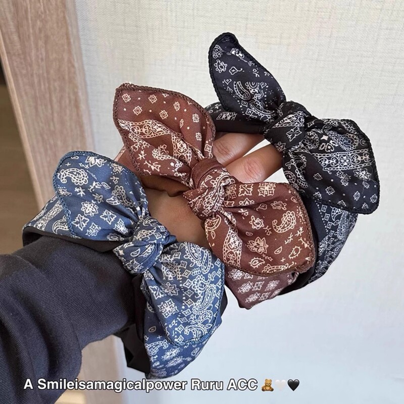 Cashew Flower Artistic Ethnic Style Bow Headband for Women, High-End, Face-Showing, Small and Stylish, Age-Reducing Wide-Brimmed Headband Hair Accessory