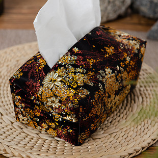 Paper towel bag blue daisy handmade paper box fabric tissue box Chinese small fresh brocade bag
