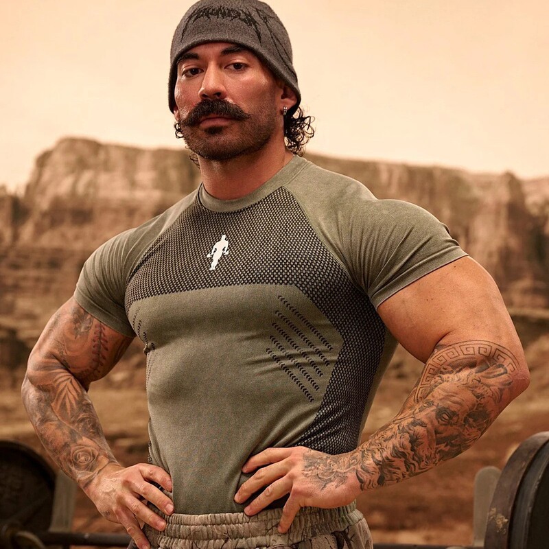 Youngla New Fitness Clothing Coach Sports T-Shirt Tights Men's High-Elastic Training Clothing Short-Sleeved Fitness Clothing